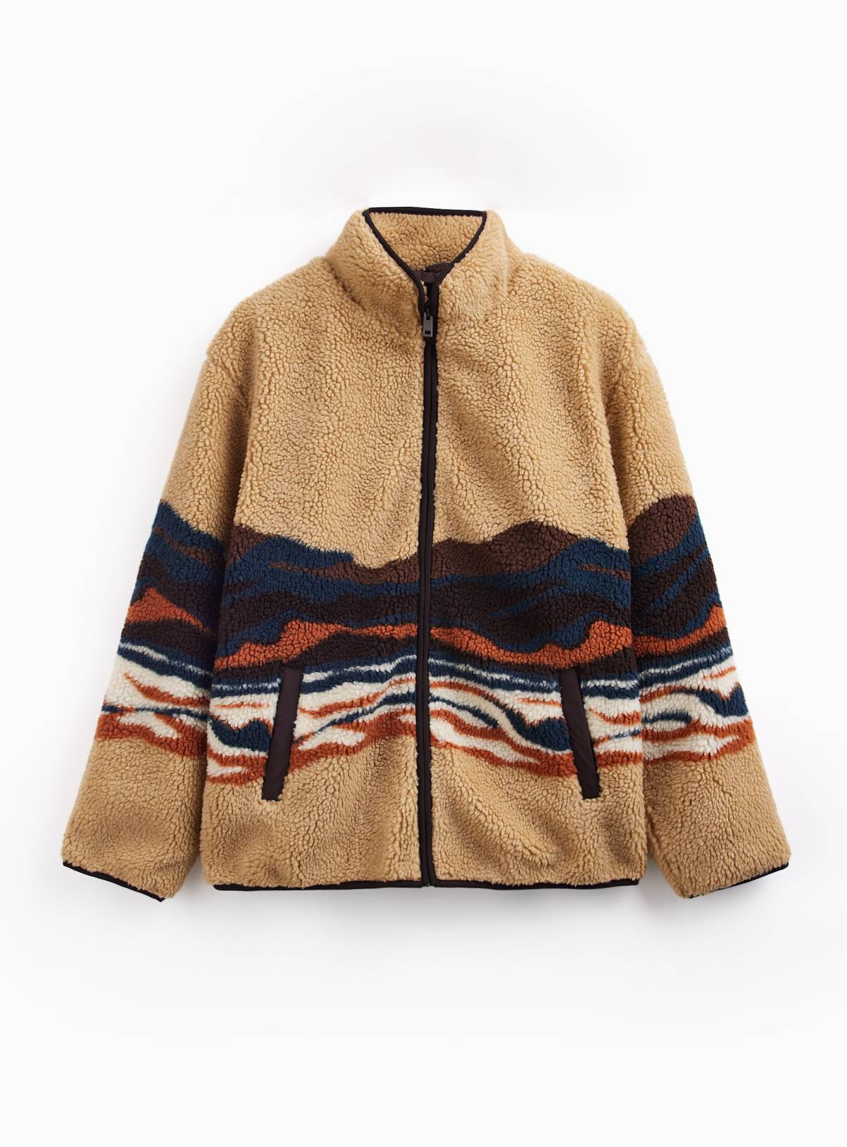 Multi-Coloured Scenic Landscape Borg Fleece Jacket XXXL - Image 3